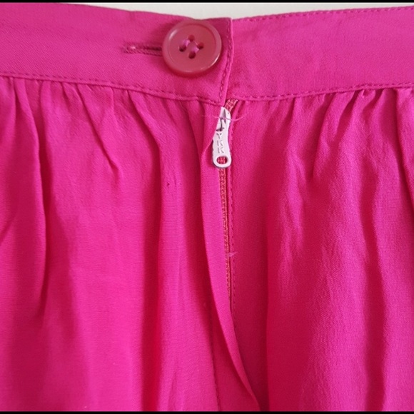 Fuchsia Silk Colorblock Skirt by Argenti - L - Picture 5 of 9
